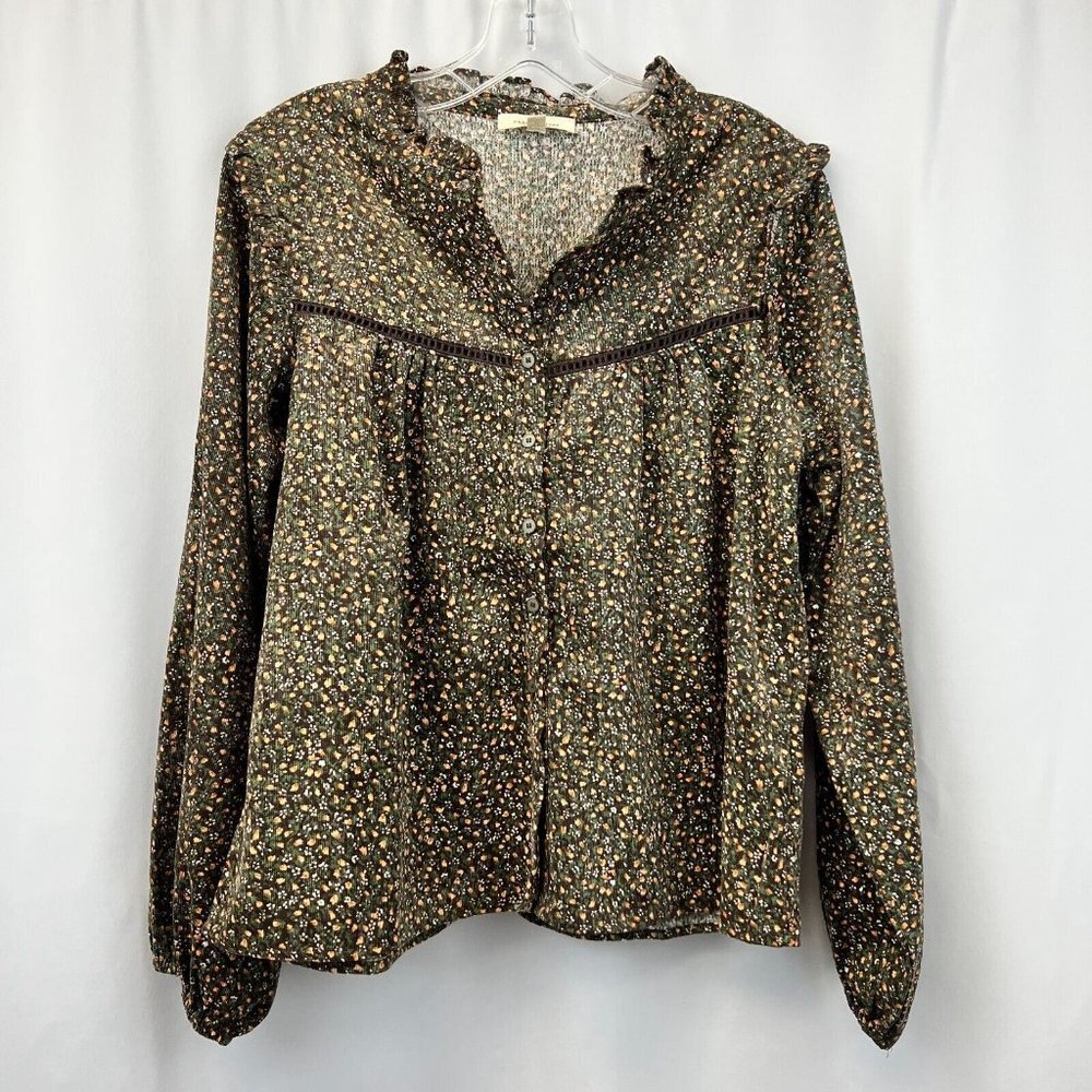 Women’s Floral Button-Down Shirt - Brown